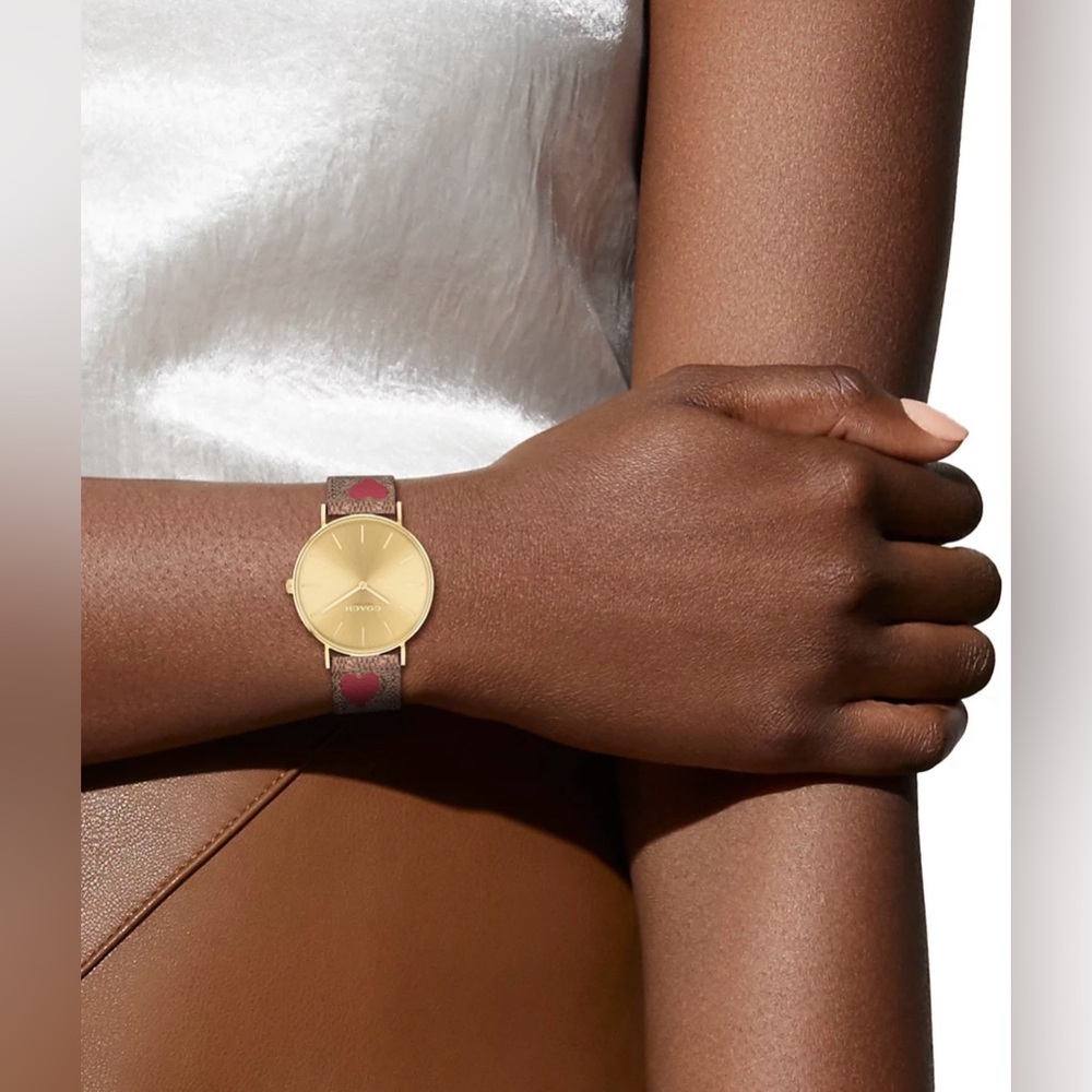 Coach Gold Watch with Red Heart Details - Picture 10 of 10